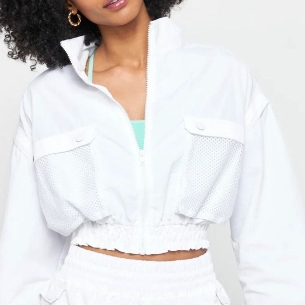 Spiritual Gangster Bridget Crop 2-Way Jacket Vest White Women Large NWT